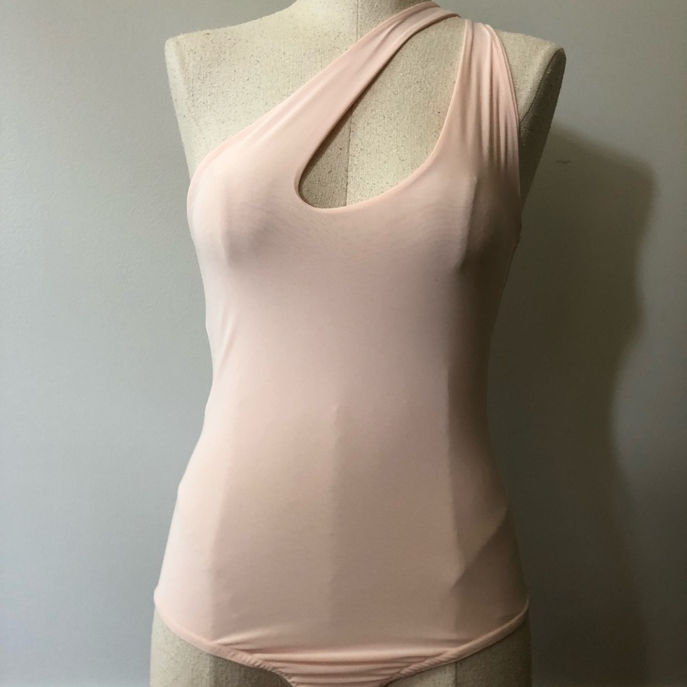 NWT Missguided Pink One-Shoulder Bodysuit